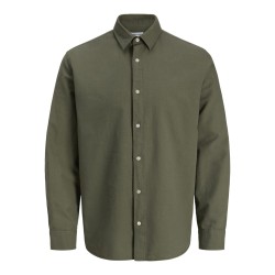 JACK & JONES Junior Breeze Hør Blend L/S Skjorte - Dusty Olive