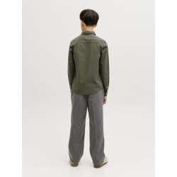 JACK & JONES Junior Breeze Hør Blend L/S Skjorte - Dusty Olive