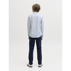 JACK & JONES Junior Breeze Hør Blend L/S Skjorte - Celestial Blue