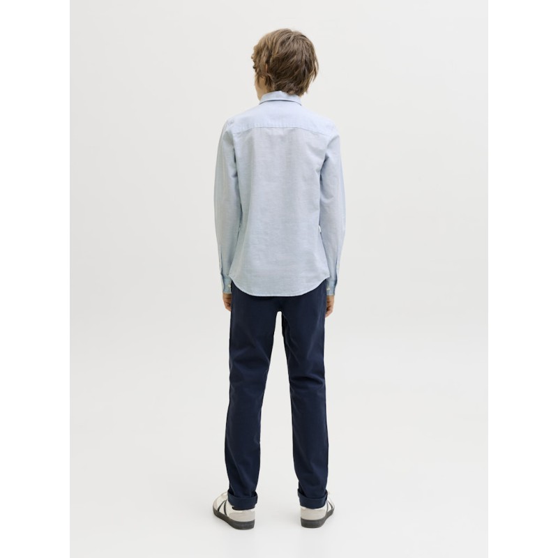 JACK & JONES Junior Breeze Hør Blend L/S Skjorte - Celestial Blue