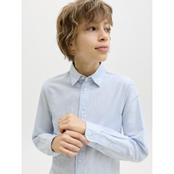 JACK & JONES Junior Breeze Hør Blend L/S Skjorte - Celestial Blue