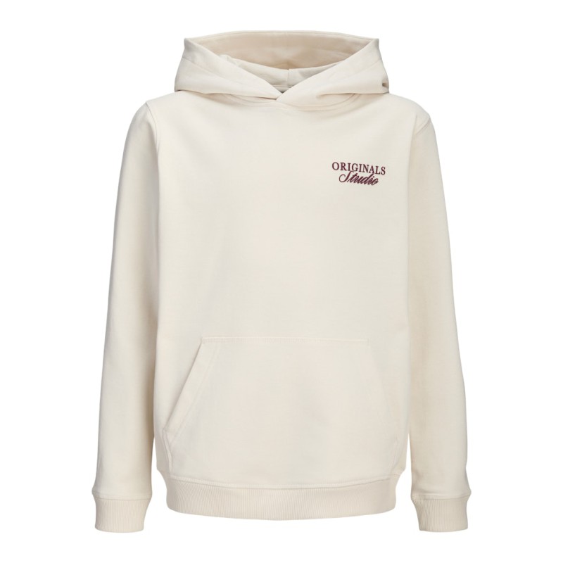 JACK & JONES JUNIOR Norrebro Typo Hoodie - Antique White /Red
