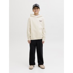 JACK & JONES JUNIOR Norrebro Typo Hoodie - Antique White /Red