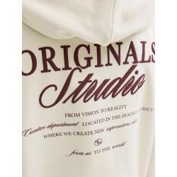 JACK & JONES JUNIOR Norrebro Typo Hoodie - Antique White /Red