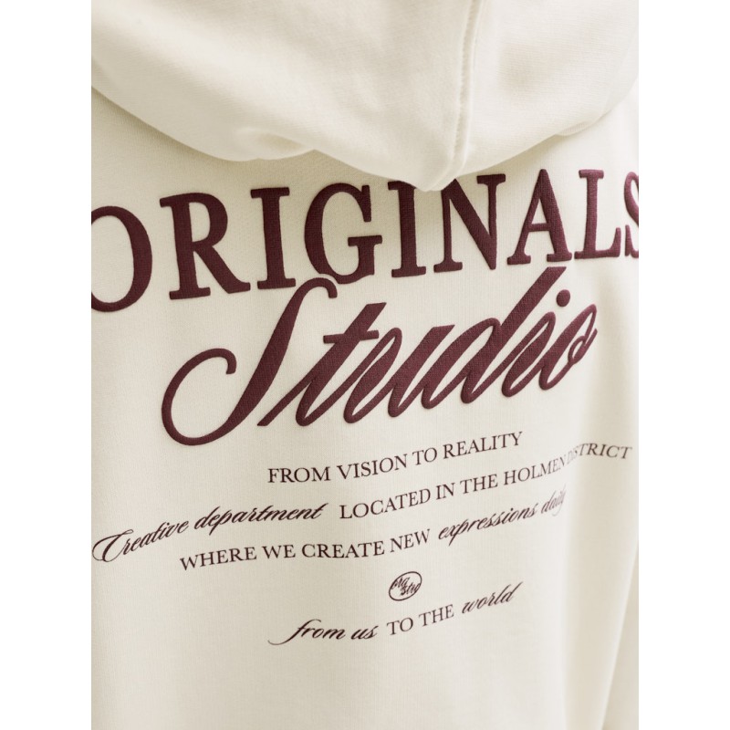 JACK & JONES JUNIOR Norrebro Typo Hoodie - Antique White /Red