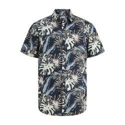 JACK & JONES Plus Honolulu S/S Skjorte - Sort