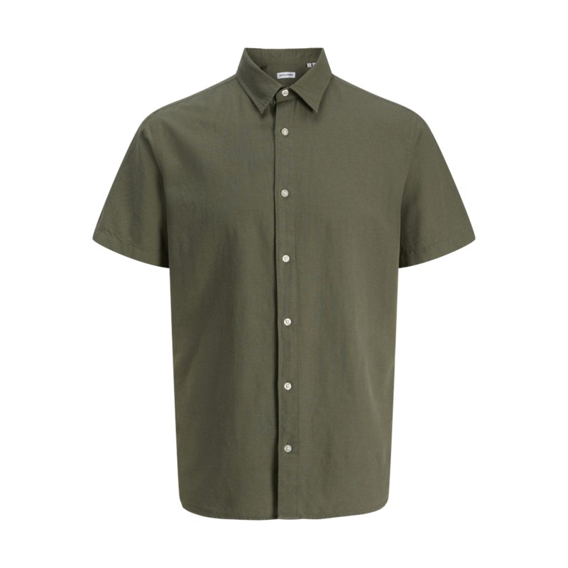 JACK & JONES Plus Breeze Hør S/S Skjorte - Dusty Olive