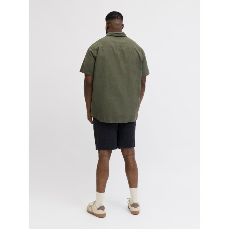 JACK & JONES Plus Breeze Hør S/S Skjorte - Dusty Olive