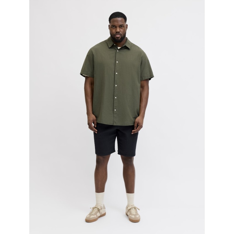 JACK & JONES Plus Breeze Hør Kortærmet Skjorte - Dusty Olive