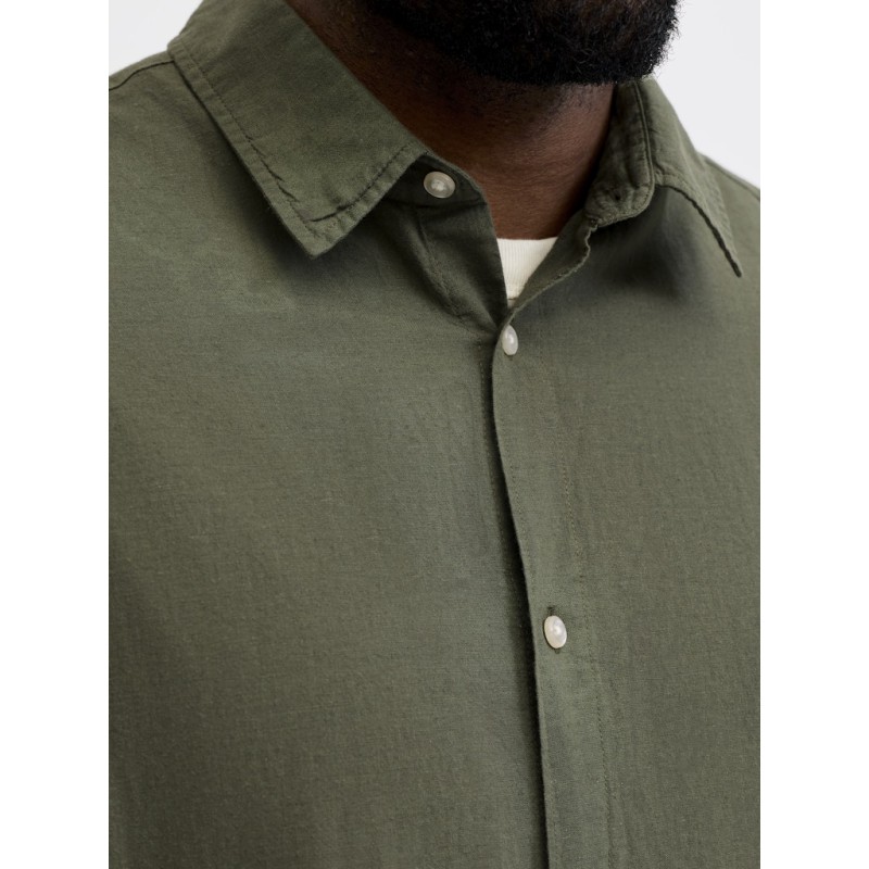JACK & JONES Plus Breeze Hør Kortærmet Skjorte - Dusty Olive