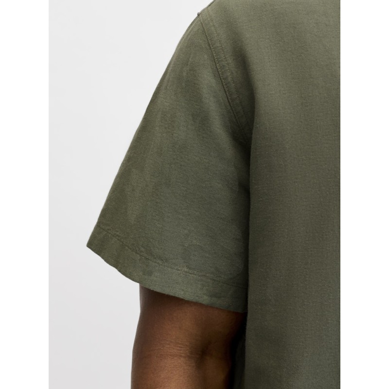 JACK & JONES Plus Breeze Hør S/S Skjorte - Dusty Olive