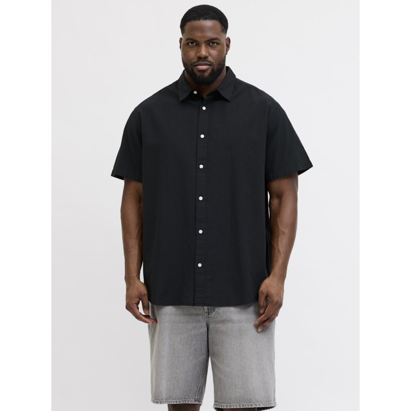 JACK & JONES Plus Breeze Hør kortærmet Skjorte - Sort