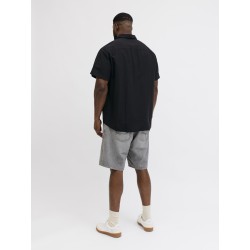 JACK & JONES Plus Breeze Hør S/S Skjorte - Sort