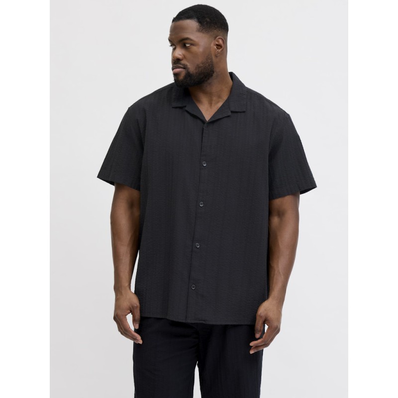 JACK & JONES Plus Tyson Resort S/S Skjorte - Sort