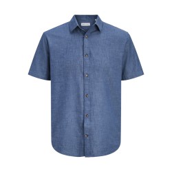 JACK & JONES Sommer Hør S/S Skjorte - Navy Blazer