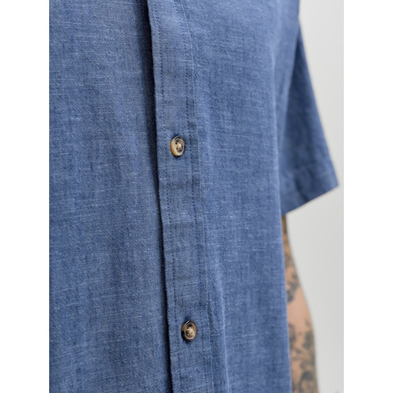 JACK & JONES Sommer Hør S/S Skjorte - Navy Blazer