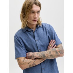 JACK & JONES Sommer Hør S/S Skjorte - Navy Blazer