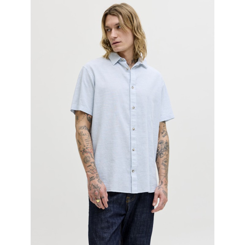 JACK & JONES Summer Hør S/S Skjorte - Celestial Blue