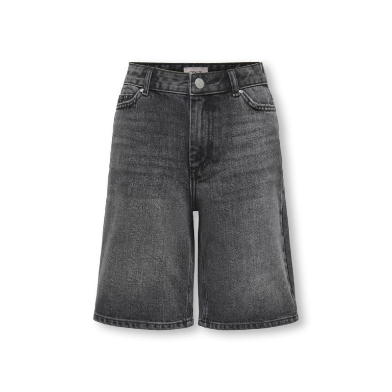 KIDS ONLY Sonny HW Wide Denim Shorts - Washed Black