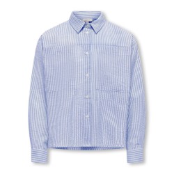 KIDS ONLY Smilla Stribet Skjorte - Cloud Dancer / Clear Sky