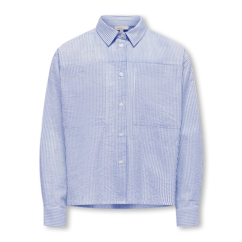 KIDS ONLY Smilla Stribet Skjorte - Cloud Dancer / Clear Sky