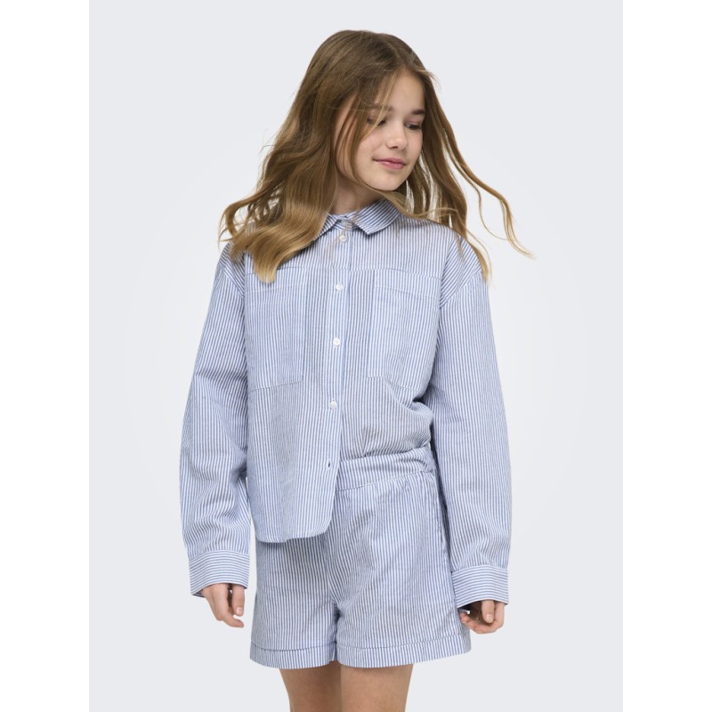 KIDS ONLY Smilla Stribet Skjorte - Cloud Dancer / Clear Sky