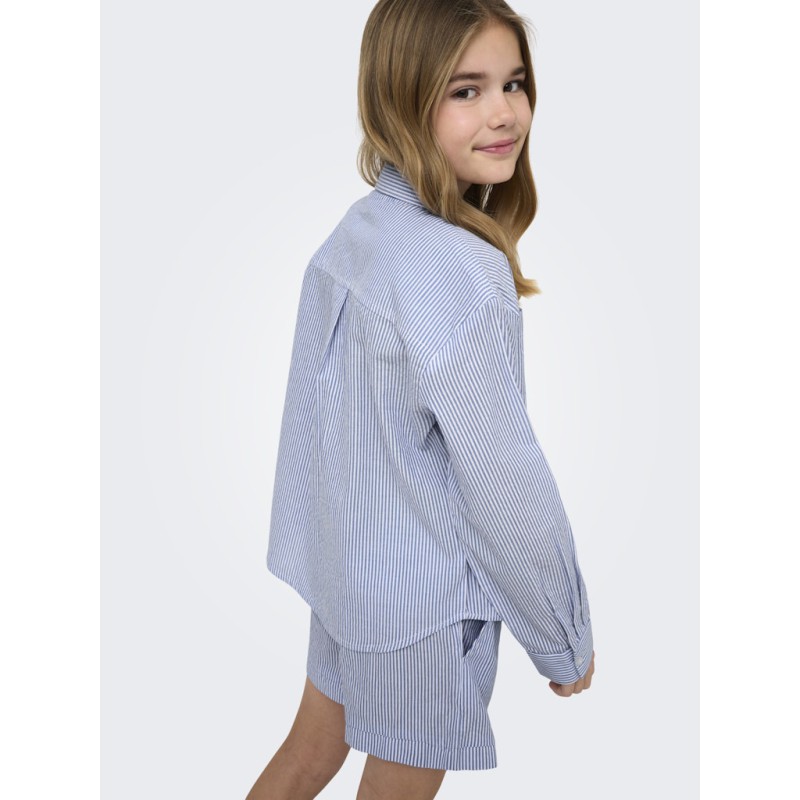 KIDS ONLY Smilla Stribet Skjorte - Cloud Dancer / Clear Sky