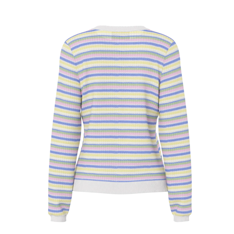 PIECES Diana Rund Hals Striktrøje- Stribet