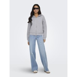ONLY Naomi Two-Way Hættetrøje - Light Grey Melange
