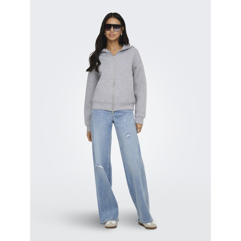 ONLY Naomi Two-Way Hættetrøje - Light Grey Melange