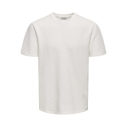 ONLY & SONS Kian Seersucker T-shirt - Cloud Dancer