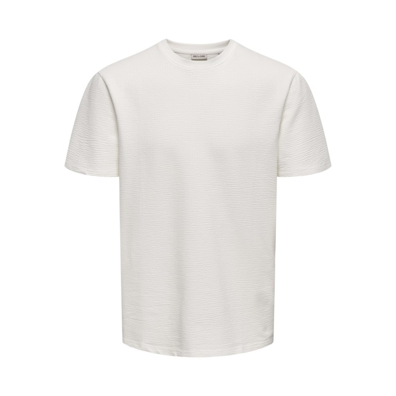 ONLY & SONS Kian Seersucker T-shirt - Cloud Dancer