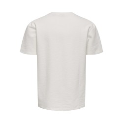ONLY & SONS Kian Seersucker T-shirt - Cloud Dancer