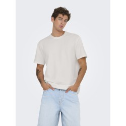 ONLY & SONS Kian Seersucker T-shirt - Cloud Dancer