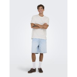 ONLY & SONS Kian Seersucker T-shirt - Cloud Dancer