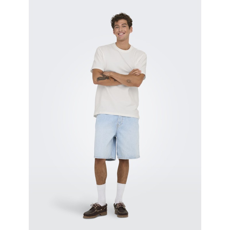 ONLY & SONS Kian Seersucker T-shirt - Cloud Dancer