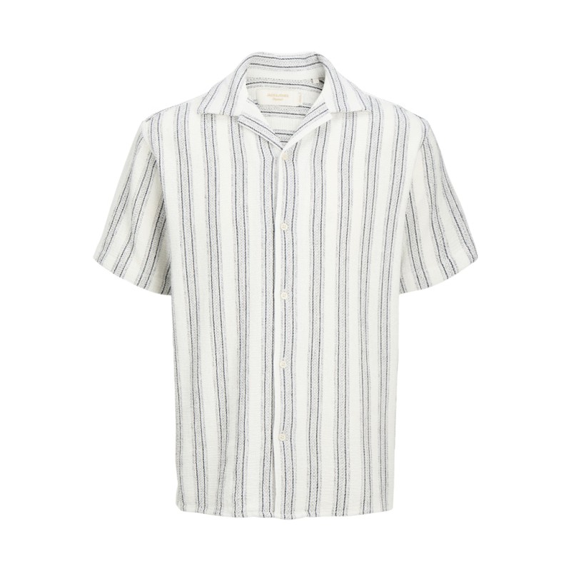 JACK & JONES JUNIOR Coba Stribet Resort Skjorte - Cloud Dancer
