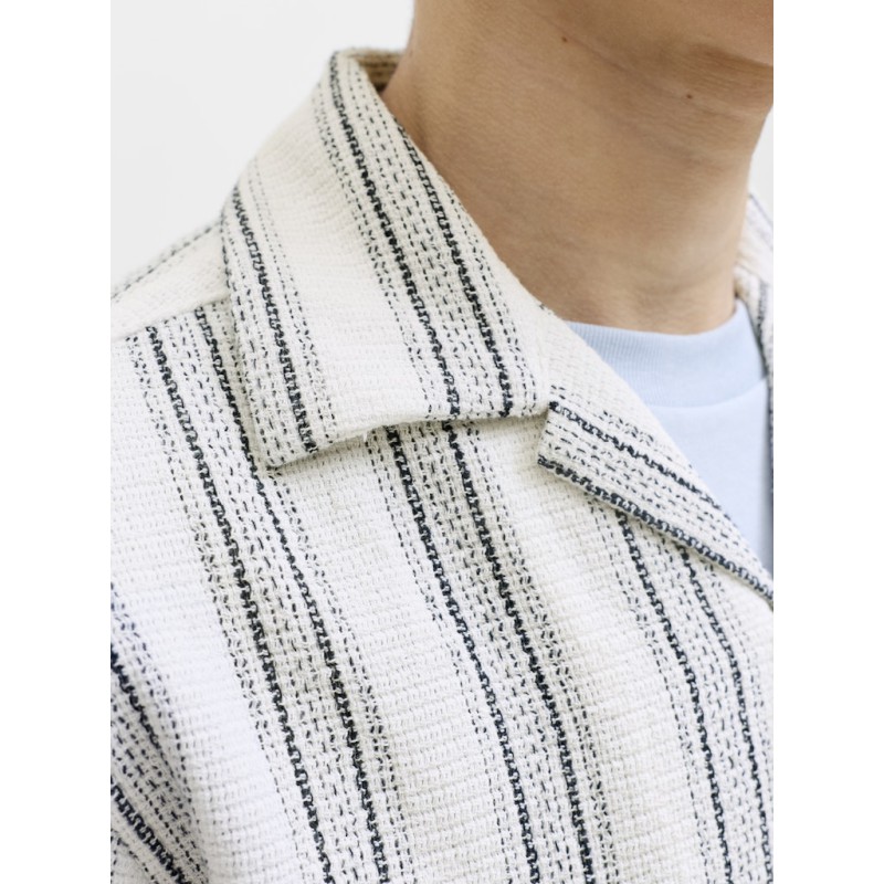 JACK & JONES JUNIOR Coba Stribet Resort Skjorte - Tea / Cloud Dancer