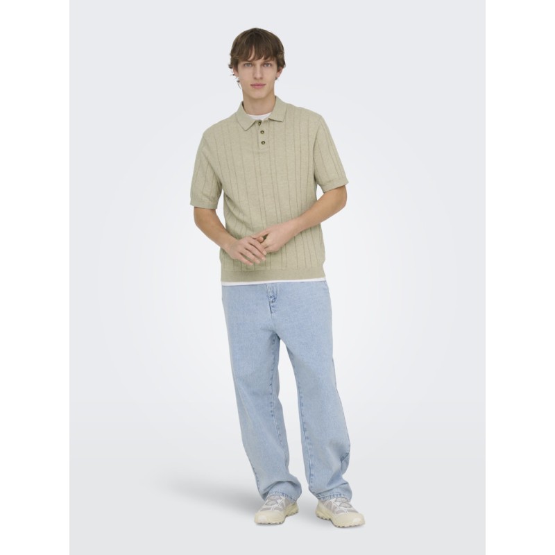 ONLY & SONS Sofus Kortærmet Strik Polo -  Pure Cashmere