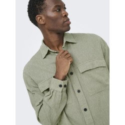 ONLY & SONS Caiden langærmet Hør Skjorte - Swamp