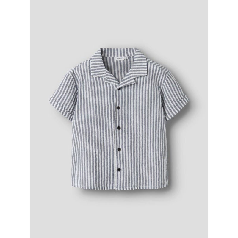 NAME IT Kids Denis Kortærmet Stribet Skjorte - Vintage Indigo