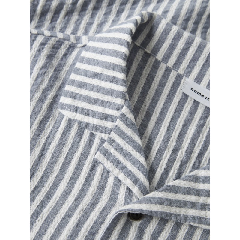 NAME IT Kids Denis Kortærmet Stribet Skjorte - Vintage Indigo