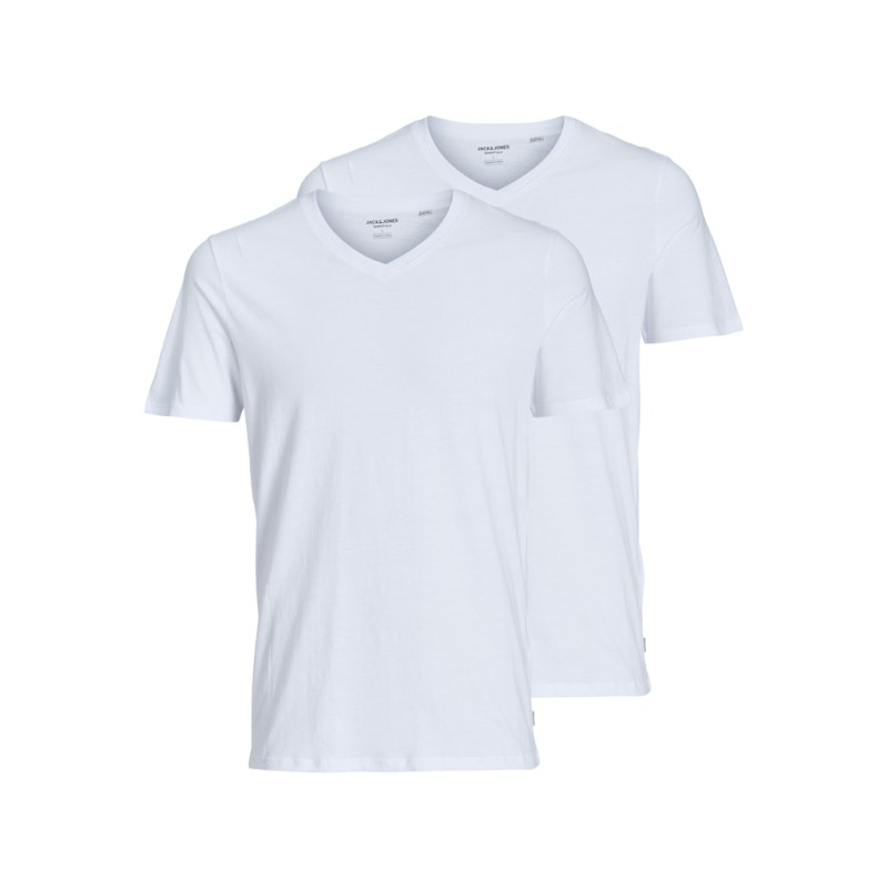 JACK & JONES Basic V-hals 2-Pak T-shirt - Hvid