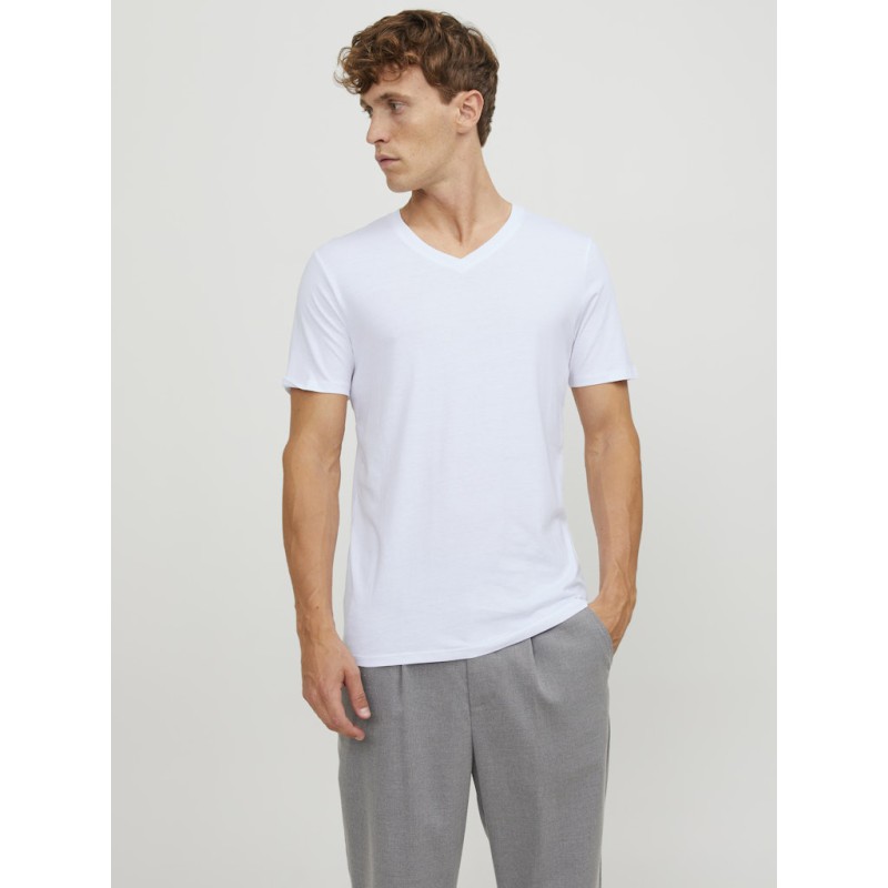 JACK & JONES Basic V-hals 2-Pak T-shirt - Hvid
