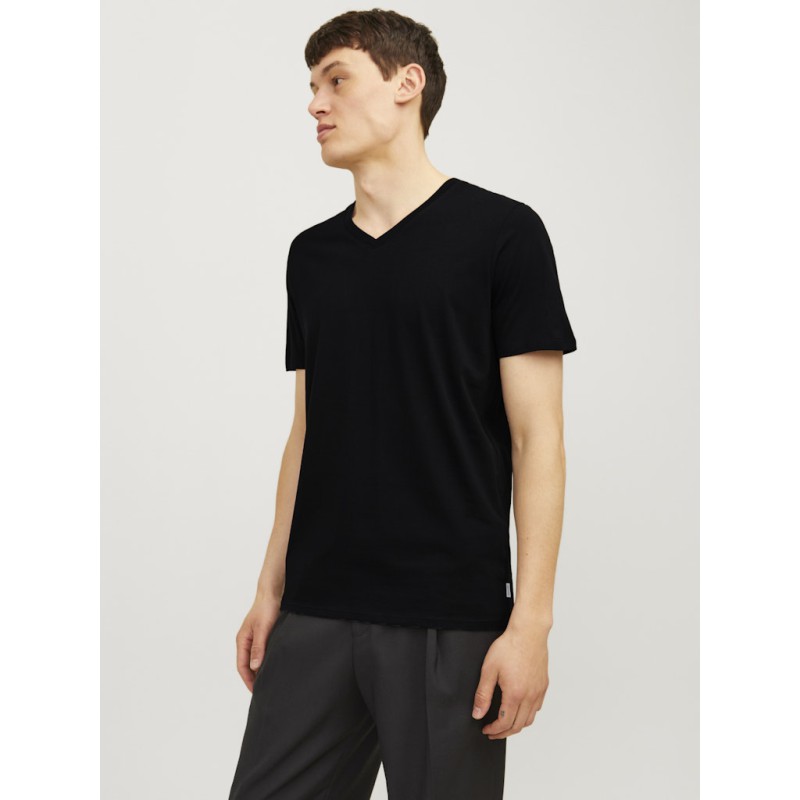 JACK & JONES Basic V-hals 2-Pak T-shirt - Sort