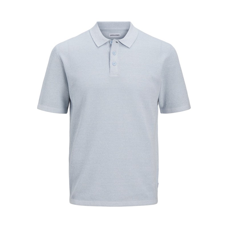 JACK & JONES George Kortærmet Strik Polo -  Chambray Blue