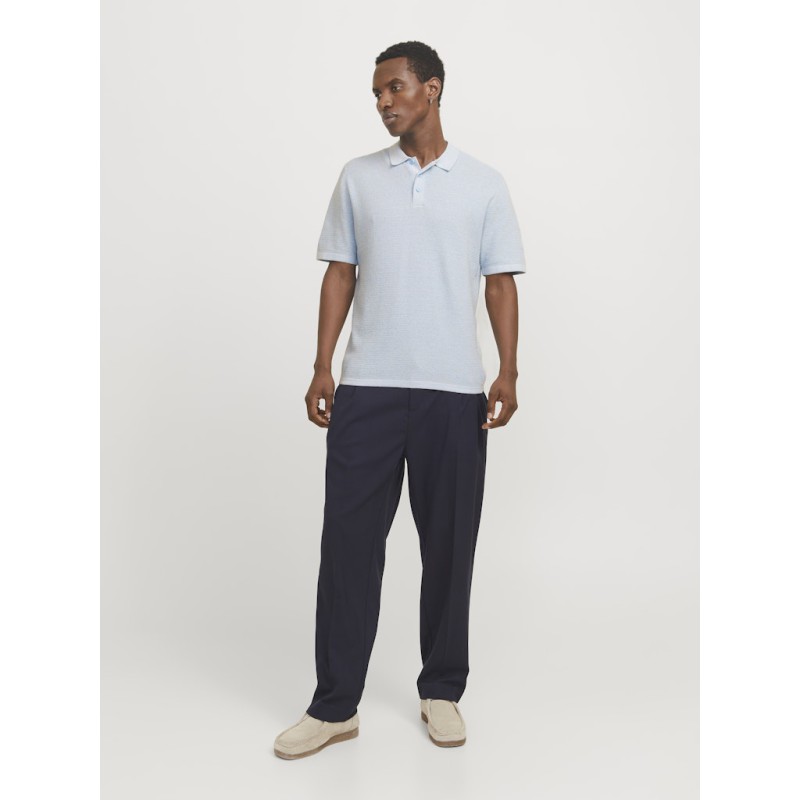 JACK & JONES George Kortærmet Strik Polo -  Chambray Blue