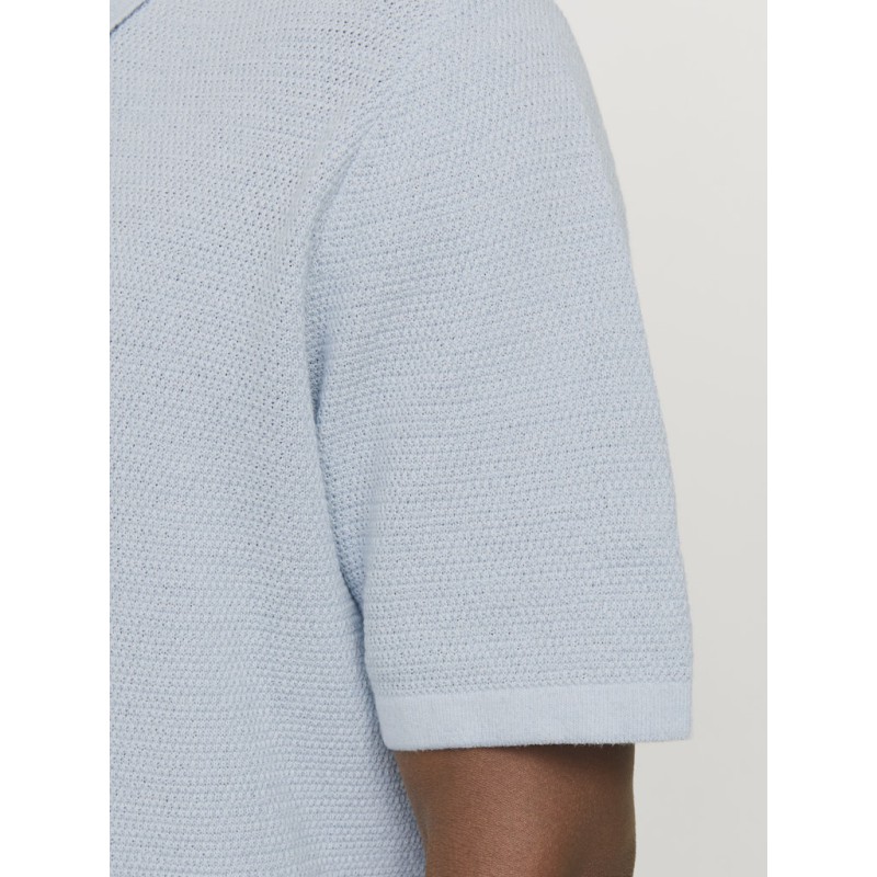 JACK & JONES George Kortærmet Strik Polo -  Chambray Blue