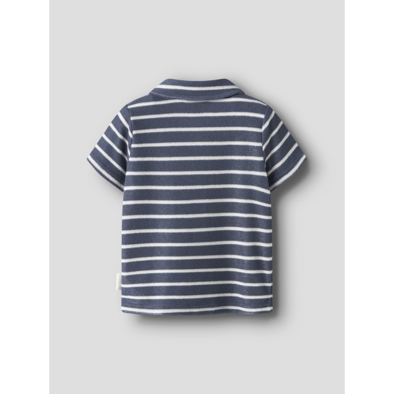 NAME IT MINI Finti Stribet Kortærmet Polo T-shirt - Vintage indigo