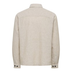 ONLY & SONS Caiden langærmet Hør Skjorte -  Chinchilla